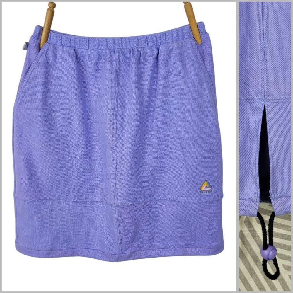 Mecca Mini Skirt Vintage Size 10 Medium Purple Drawstring hem Waffle Knit Y2K